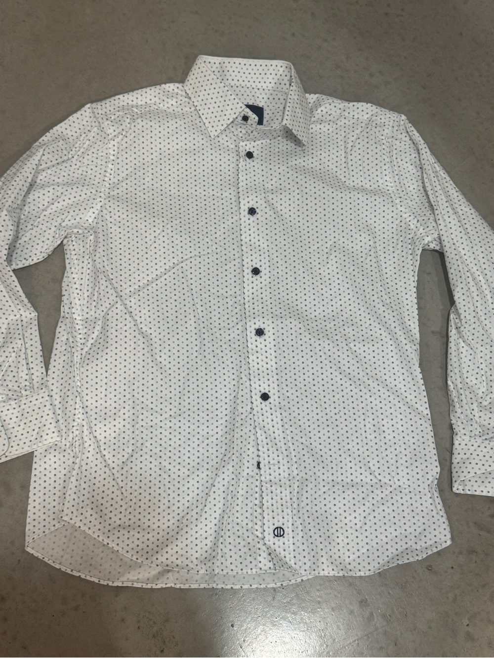 Men's White Patterned Long-Sleeve Dress Shirt